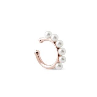 NASADZOVACIA PERLOVÁ NÁUŠNICA Z RUŽOVÉHO 14K ZLATA - NÁUŠNICE EAR CUFF - NÁUŠNICE