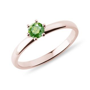 RING AUS ROSÉGOLD MIT GRÜNEM DIAMANTEN - VERLOBUNGSRINGE MIT FARBIGEN DIAMANTEN - VERLOBUNGSRINGE