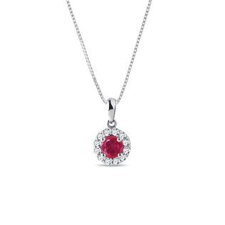 COLLIER DE DIAMANTS EN OR BLANC AVEC RUBIS - COLLIERS AVEC RUBIS - COLLIERS