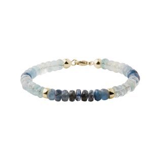 BRACELET EN OR JAUNE AVEC AIGUES-MARINES - BRACELETS AVEC MINÉRAUX - BRACELETS