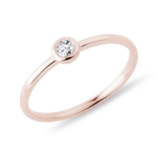 BAGUE LUNETTE EN OR ROSE ET DIAMANT - TAILLE BRILLANT - BAGUES DE FIANÇAILLES