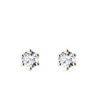 BOUCLES D'OREILLES EN OR JAUNE AVEC DIAMANTS 1CT - PUCES D'OREILLES EN DIAMANT - BOUCLES D'OREILLES