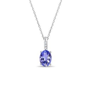 COLLIER EN OR BLANC AVEC DIAMANTS ET TANZANITE - COLLIERS AVEC TANZANITE - COLLIERS