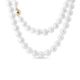 WHITE AKOYA PEARL NECKLACE WITH A GOLD CLASP - PEARL NECKLACES - PEARL JEWELLERY