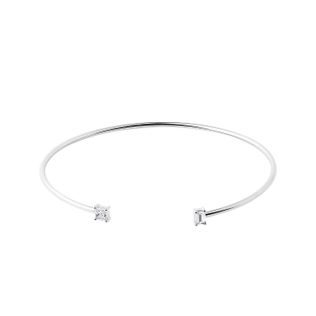 BRACELET JONC EN OR BLANC ET DIAMANTS - BRACELETS MANCHETTE - BRACELETS