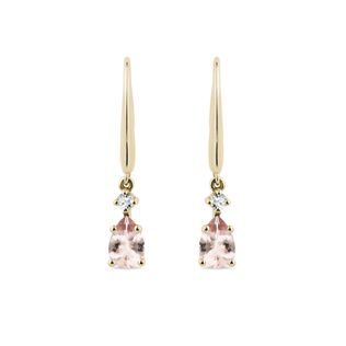 MORGANITE DROP EARRINGS IN YELLOW GOLD - MORGANITE EARRINGS - EARRINGS