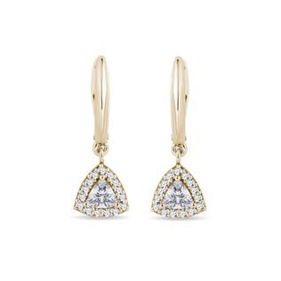 BOUCLES D'OREILLES EN OR JAUNE AVEC DIAMANTS TAILLE TRILLION - BOUCLES D'OREILLES EN DIAMANT - BOUCLES D'OREILLES