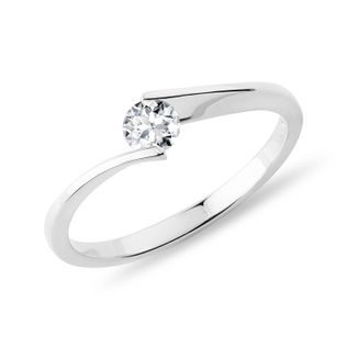 BAGUE SPIRALE EN OR BLANC AVEC DIAMANT - TAILLE BRILLANT - BAGUES DE FIANÇAILLES