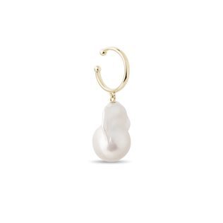 ZLATÁ SINGLE NÁUŠNICA EAR CUFF S BAROKOVOU PERLOU - PERLOVÉ NÁUŠNICE - PERLY