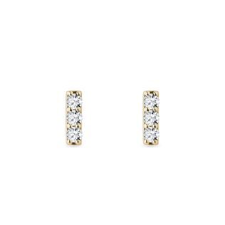 BOUCLES D'OREILLES EN OR AVEC BARRETTE DE DIAMANTS - BOUCLES D'OREILLES EN DIAMANT - BOUCLES D'OREILLES