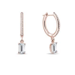 BOUCLES D'OREILLES PENDANTES EN OR ROSE ET DIAMANTS - BOUCLES D'OREILLES EN DIAMANT - BOUCLES D'OREILLES
