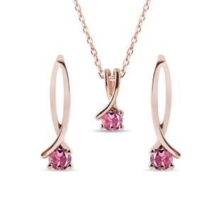 ROSÉGOLDENES SCHMUCKSET MIT TURMALINEN BESETZT - SCHMUCK-SETS - SCHMUCK