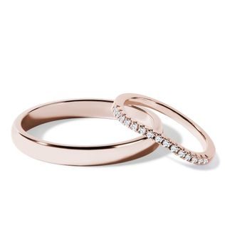 KLASSISCHES HOCHZEITSSET MIT DIAMANTEN IN ROSEGOLD - ROSÉGOLDENE TRAURINGE IM SET - TRAURINGE