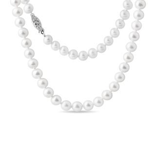FRESHWATER PEARL NECKLACE IN WHITE GOLD - PEARL NECKLACES - PEARL JEWELLERY