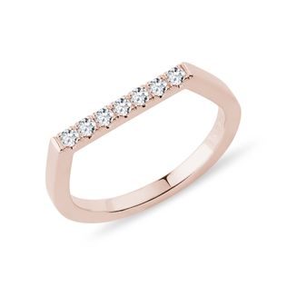 Prsten na malíček s řádkou diamantů v růžovém zlatě