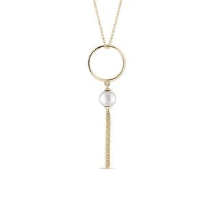 PEARL PENDANT NECKLACE IN 14K YELLOW GOLD - PEARL PENDANTS - PEARL JEWELLERY