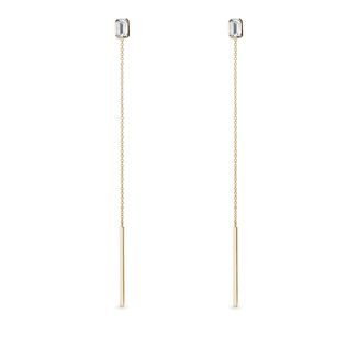 Convertible moissanite chain drop earrings in yellow gold