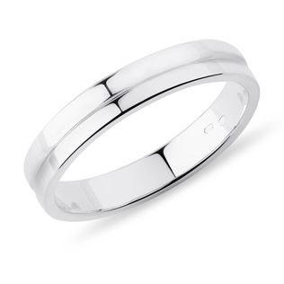 MEN'S WEDDING RING IN WHITE GOLD WITH SINGLE ENGRAVED LINE - RINGS FOR HIM - WEDDING RINGS