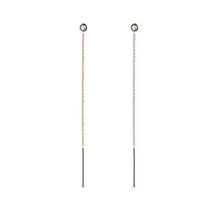 BOUCLES D'OREILLES PENDANTES LONGUES EN OR ROSE - BOUCLES D'OREILLES EN DIAMANT - BOUCLES D'OREILLES