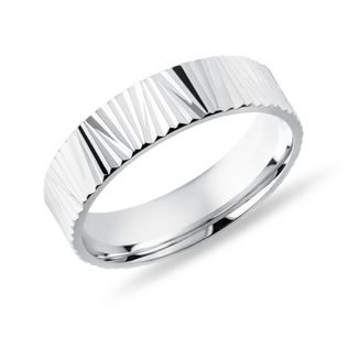 PRSTEŇ Z BIELEHO ZLATA S LÚČOVITÝMI FAZETAMI - PRSTENE BIELE ZLATO - PRSTENE