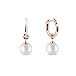 PEARL HOOP EARRINGS IN ROSE GOLD - PEARL EARRINGS - PEARL JEWELLERY