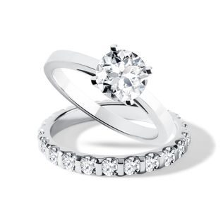 LUXURIÖSES SET MIT DIAMANTEN IN WEISSGOLD - TRAURING- UND VERLOBUNGSSETS - VERLOBUNGSRINGE