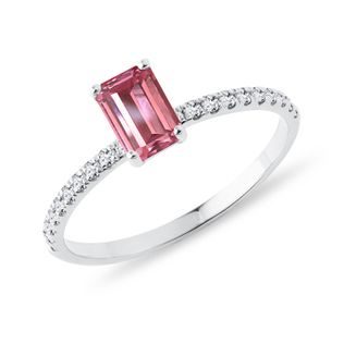 BAGUE EN OR BLANC AVEC DIAMANTS ET TOURMALINE - BAGUES EN TOURMALINE - BAGUES