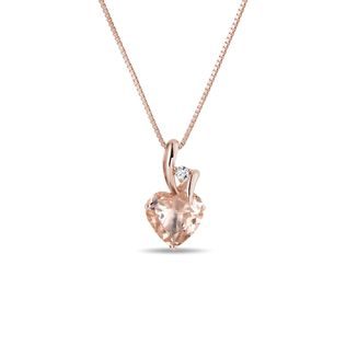 Pink morganite heart necklace in gold