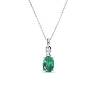 EMERALD AND DIAMOND WHITE GOLD NECKLACE - EMERALD NECKLACES - NECKLACES