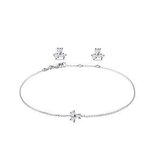 14K WHITE GOLD SHAMROCK JEWELRY SET - JEWELRY SETS - FINE JEWELRY