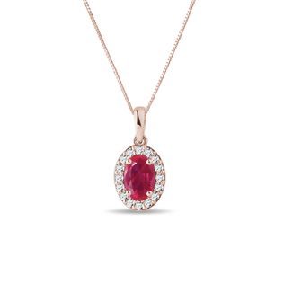 PENDENTIF EN OR ROSE AVEC RUBIS ET DIAMANTS - COLLIERS AVEC RUBIS - COLLIERS