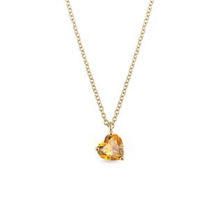 Zlatý náhrdelník s citrínom v tvare srdca