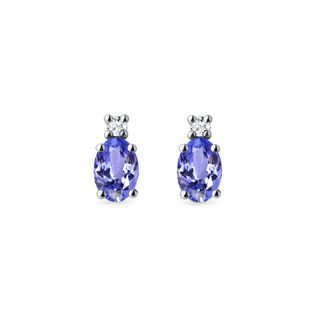 TANZANITE AND DIAMOND EARRINGS IN WHITE GOLD - TANZANITE EARRINGS - EARRINGS