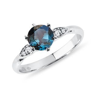 TOPAZ AND DIAMOND RING IN WHITE GOLD - TOPAZ RINGS - RINGS