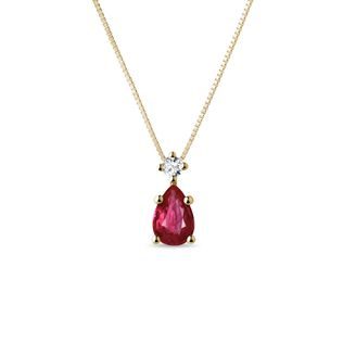 GOLD NECKLACE WITH RUBY ​​AND DIAMOND - RUBY NECKLACES - NECKLACES
