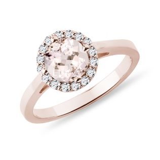BAGUE EN OR ROSE AVEC MORGANITE ET DIAMANTS - BAGUES AVEC MORGANITE - BAGUES