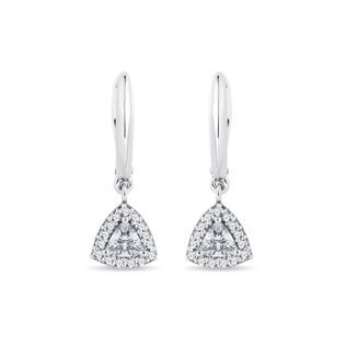 BOUCLES D'OREILLES EN OR BLANC AVEC DIAMANTS TAILLE TRILLION - BOUCLES D'OREILLES EN DIAMANT - BOUCLES D'OREILLES