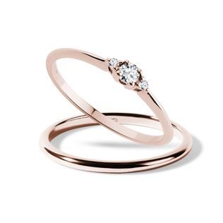 RINGSET MIT KLAREN DIAMANTEN IN ROSÉGOLD - TRAURING- UND VERLOBUNGSSETS - VERLOBUNGSRINGE