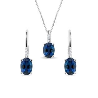 14K WHITE GOLD SAPPHIRE JEWELRY SET - GEMSTONE SETS - FINE JEWELRY