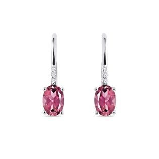 White Gold Earrings with Diamonds and Tourmaline
