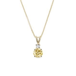 COLLIER EN OR JAUNE AVEC DIAMANT JAUNE ET DIAMANT - COLLIERS AVEC DIAMANTS - COLLIERS