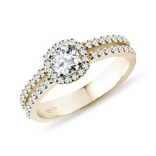 BAGUE DELUXE ENDIAMANTÉE D'OR JAUNE 14 CT - BAGUES DE FIANÇAILLES ORNÉES DE DIAMANTS - BAGUES DE FIANÇAILLES