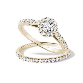 ENGAGEMENT DIAMOND RING SET IN 14K YELLOW GOLD - ENGAGEMENT AND WEDDING MATCHING SETS - ENGAGEMENT RINGS