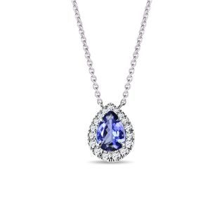 COLLIER ÉLÉGANT D'OR BLANC AVEC TANZANITE ET DIAMANTS - COLLIERS AVEC TANZANITE - COLLIERS