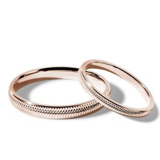 WEDDING RINGS WITH DELICATE ENGRAVING IN ROSE GOLD - ROSE GOLD WEDDING SETS - WEDDING RINGS