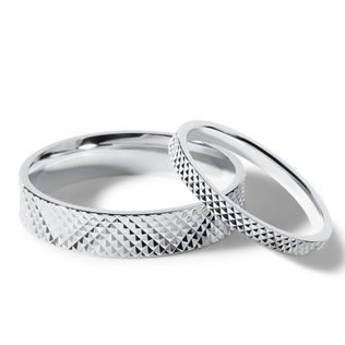 EHERINGE AUS 14 KT WEISSGOLD MIT ZARTEM MUSTER - WEISSGOLDENE TRAURINGE IM SET - TRAURINGE