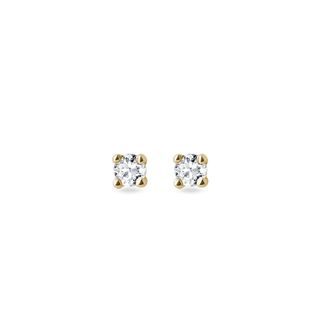 WINZIGE GELBGOLD-OHRRINGE MIT DIAMANT - OHRSTECKER DIAMANT - OHRRINGE