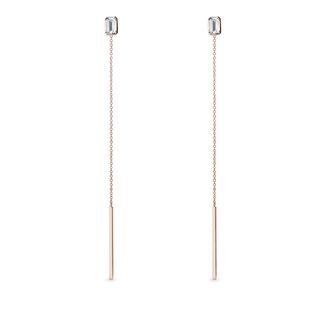 CONVERTIBLE MOISSANITE CHAIN DROP EARRINGS IN ROSE GOLD - ROSE GOLD EARRINGS - EARRINGS