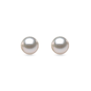 AKOYA PEARL STUD EARRINGS IN WHITE GOLD - PEARL EARRINGS - PEARL JEWELRY