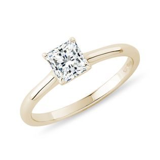 Zlatý prsten s lab grown diamantem v brusu princess